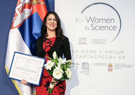 Doc. dr Marija Lesjak je dobitnica nacionalne stipendije L’Oréal-UNESCO „Za žene u nauci“ za 2016. godinu.