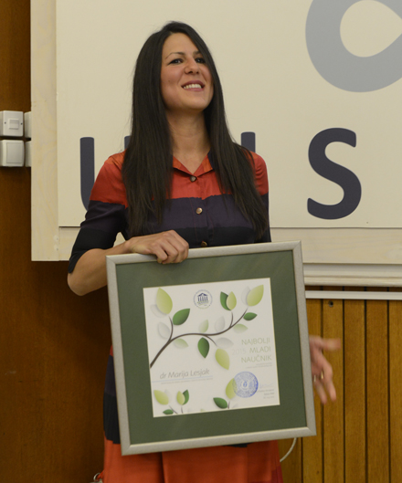 Dr. Marija Lesjak is the winner of the Award for the Best Young Scientist at the Faculty of Sciences University of Novi Sad, Serbia, for 2015.